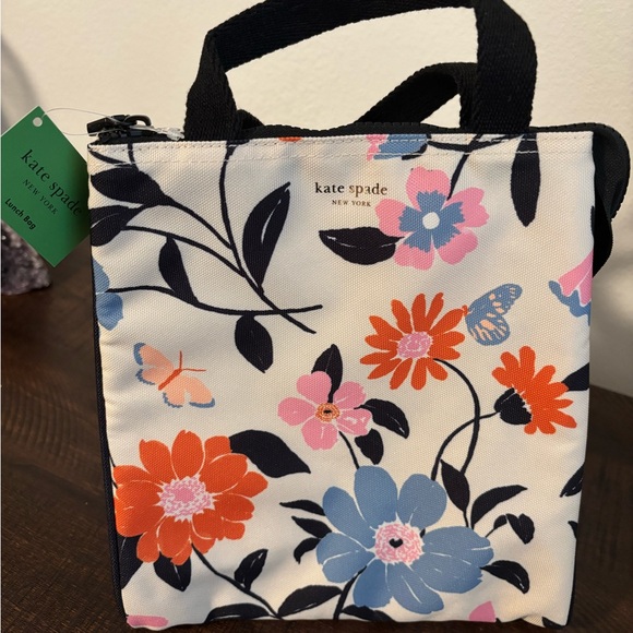 NWT Kate Spade Floral Lunch Tote - Black, Orange, Pink & Blue - Picture 1 of 7